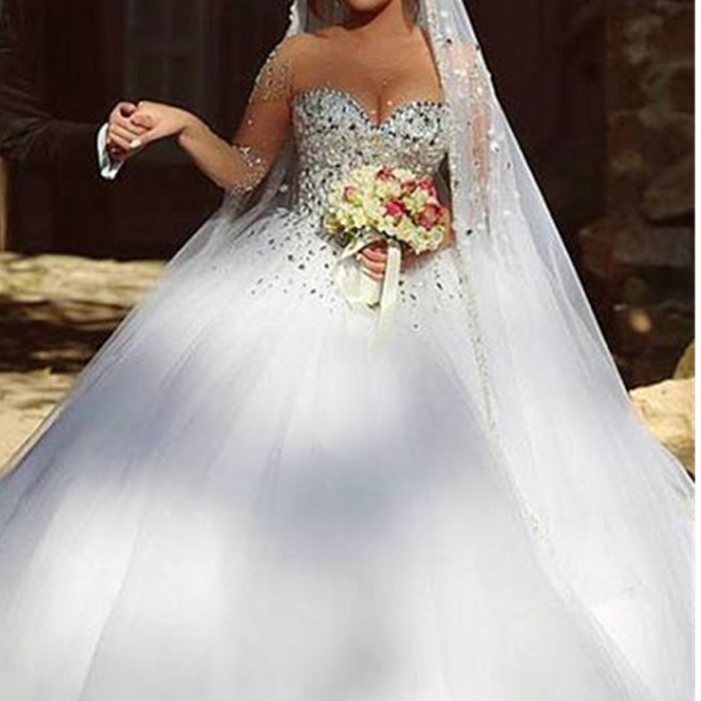 Ericdress Illusion Neck Beading Wedding Dress with
